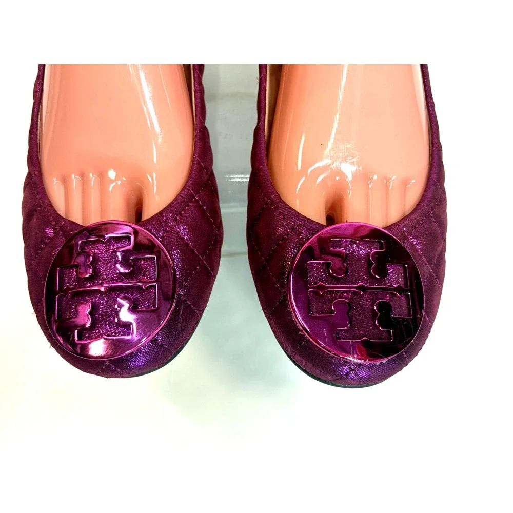 Tory Burch Metallic Pink Quilted Ballet Flats Womens Size 9
